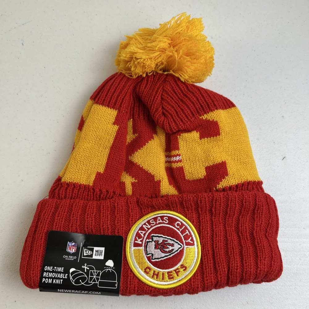 NWT‎ Kansas City Chiefs NFL AFC New Era Winter Hat Knit Beanie Pom